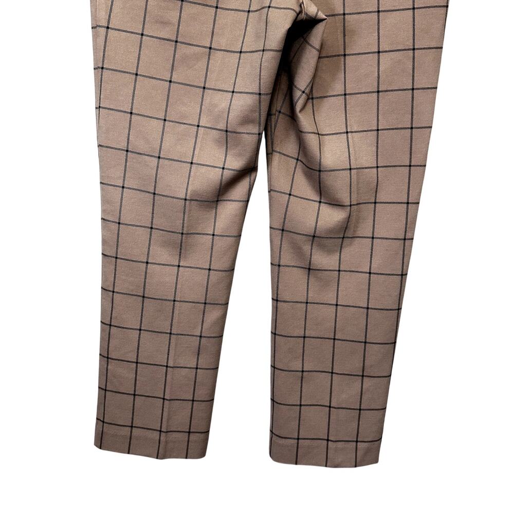 Amanda + Chelsea Crop Pants Windowpane Print Ankle-Length Cut Brown W US 14 NWOT - Picture 7 of 9